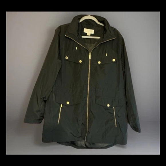 MICHAEL KORS Womens MK Classic Staple Trench Wind Breaker Rain Coat w/Hood Sz XL - Picture 8 of 15